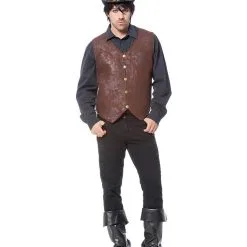 Piratenweste Braun -Kostümzubehör Verkaufsladen antik look kostuemweste piraten weste steampunk weste 22436 3
