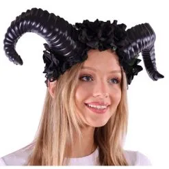 Widder Cosplay Hörner Mit Schwarzen Rosen -Kostümzubehör Verkaufsladen aries cosplay hoerner mit schwarzen rosen aries cosplay horns with black roses 50482 03