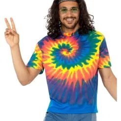 Hippie Kostümshirt Herren Batikmuster