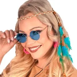Blaue 70er Sonnenbrille -Kostümzubehör Verkaufsladen blaue 7oer jahre sonnenbrille hippie sonnebrille karnevals brille 17261 003