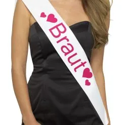 Weiß-pinke Brautschärpe