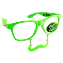 Grüne Partybrille Mit Schnauzbart Glow In The Dark