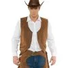 Braune Cowboy Kostümweste -Kostümzubehör Verkaufsladen cowboy kostuem weste braun western verkleidung cowboyvest 37971