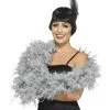 Silberne Boa Deluxe -Kostümzubehör Verkaufsladen federboa silber graue feder boa kostuem zubehoer 27969