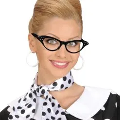 50s Rockabilly Brille Mit Strasssteinen -Kostümzubehör Verkaufsladen fuenfziger jahre cateye brille 50s brille rockabilly brille kostuembrille 29387 03