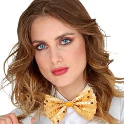 Pailletten-Fliege Gold -Kostümzubehör Verkaufsladen goldene fliege aus pailletten goldene pailletten fliege golden tie bow 29360 03
