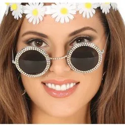 Flower Power Brille Mit Strasssteinen