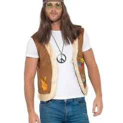 Hippie Weste Mit Print Und Kunstfell