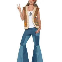 Hippie Weste Mit Print Und Kunstfell -Kostümzubehör Verkaufsladen hippie weste mit kunstfell und print 60er jahre kostuemzubehoer 60s verkleidung fasching 35800 4