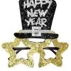 Goldene Happy New Year Brille -Kostümzubehör Verkaufsladen horrorshop com happy new year brille silvester brille silvester geschenk silvester party accessoire partybrille 26971 01