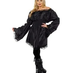 Longshirt Spitzenbluse Schwarz