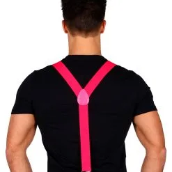 Pinke Hosenträger -Kostümzubehör Verkaufsladen neonpinke hosentraeger neon pink suspenders 80er jahre kostuemzubehoer 24153 03