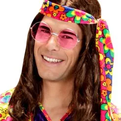 Pinke 70er Sonnenbrille -Kostümzubehör Verkaufsladen pinke 70er sonnenbrille flower power sonnenbrille blumenkinder sonnenbrille hippie nickel sonnenbrille pink 70is sunglasses 17260 03