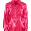 70´s Disco Fashion Rüschenhemd Pink -Kostümzubehör Verkaufsladen pinkfarbenes 70er jahre disco hemd mit rueschen 70s disco fashion shirt with ruffels pink tiger king shirt 39138 01