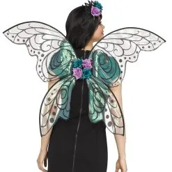 Schimmernde Blumen Feenflügel Schwarz Glitter