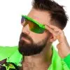 80er Jahre "Schnelle Brille" Grün -Kostümzubehör Verkaufsladen schnelle brille 80er jahre style gruen quick glasses 80s style green schutzbrille fasching 54340