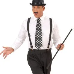 Schwarze Krawatte Mit Weißen Punkten -Kostümzubehör Verkaufsladen schwarze krawatte mit weissen punkten kostuemzubehoer retro krawatte 20168 03