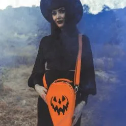 Creepy Kürbis Sarg Handtasche Orange -Kostümzubehör Verkaufsladen spooky pumpkin sarg handtasche orange haunted hallows coffin shaped bag halloween und gothic geschenkartikel 53302 2