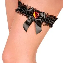 Sexy Strumpfband Mit Rotem Schmuckstein -Kostümzubehör Verkaufsladen strumpfband mit rotem strassherz sexy strumpfband als kostuemzubehoer sexy kostueme kaufen 24243 01