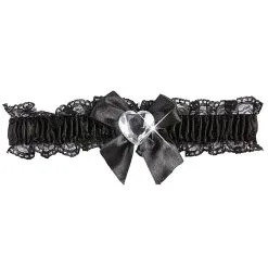 Schwarzes Strumpfband Mit Strass-Herz