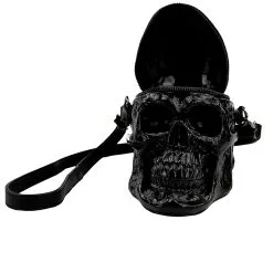 Totenschädel Handtasche Vinyl -Kostümzubehör Verkaufsladen totenkopf handtasche vinyl schwarz gothic tasche skull bag black 37535 3