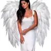 Weiße Federlose Flügel 90cm -Kostümzubehör Verkaufsladen weisse engelsfluegel angel wings white kostuemzubehoer engel weihnachtsengel fluegel 54398